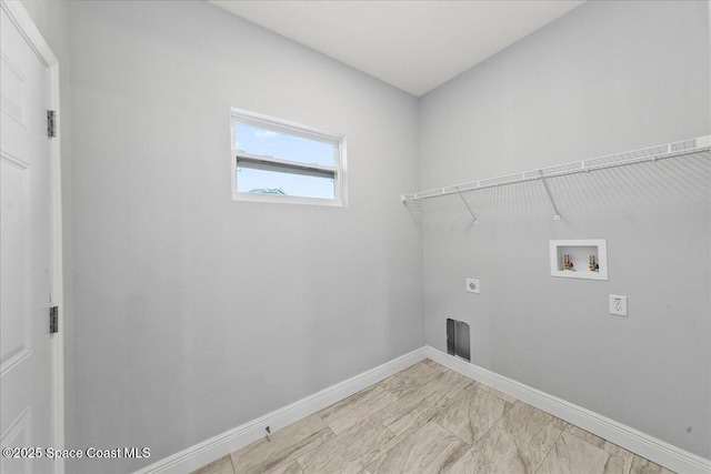 laundry area featuring electric dryer hookup and washer hookup