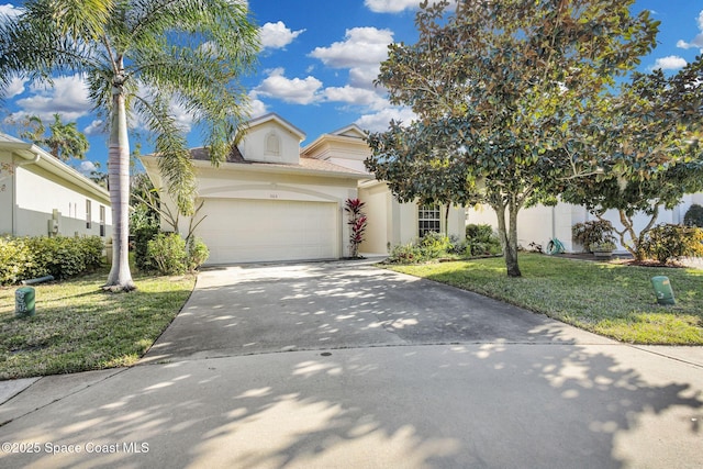 obstructed view of property featuring a front lawn