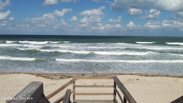 view of water feature featuring a beach view