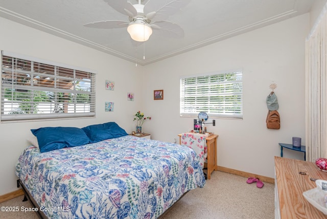 bedroom featuring ceiling fan