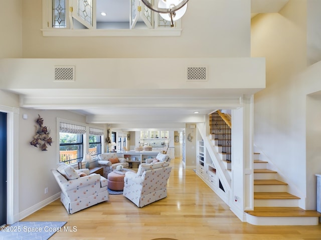 living room with wood-type flooring