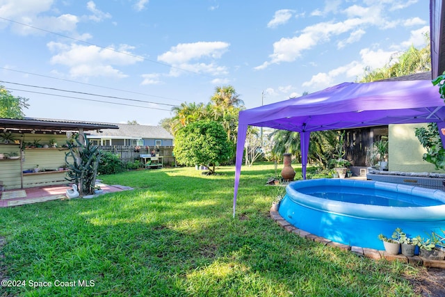 view of yard with a pool