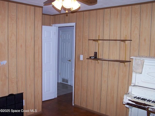 interior space with wooden walls