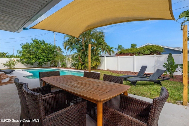 view of patio / terrace featuring a fenced in pool