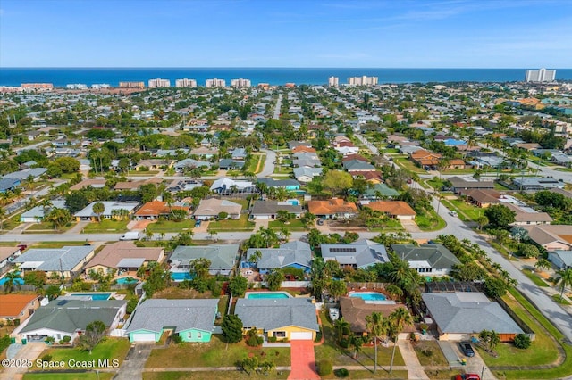 bird's eye view featuring a water view