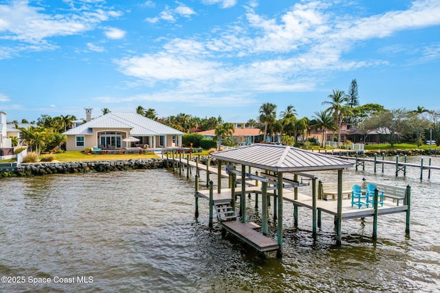 view of dock featuring a water view