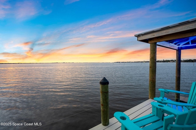 view of dock featuring a water view