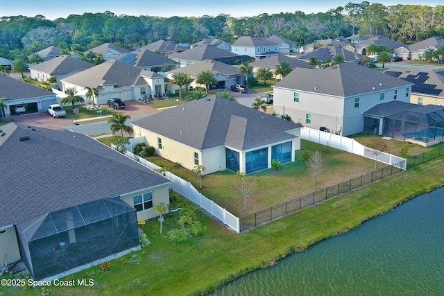 bird's eye view featuring a water view