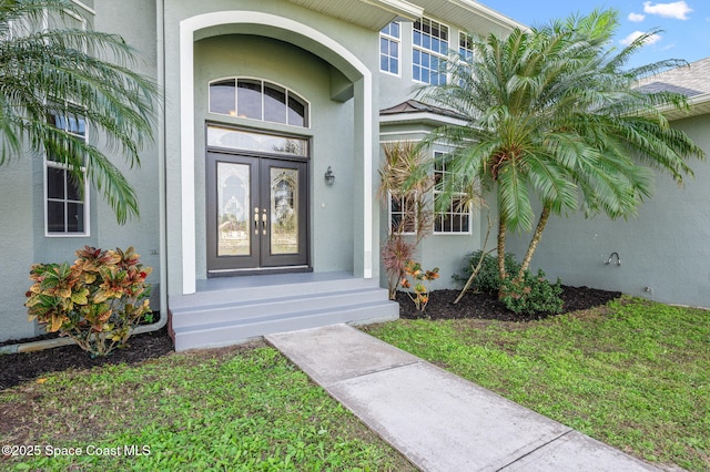 doorway to property with french doors