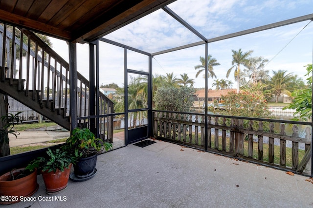 view of patio with a lanai