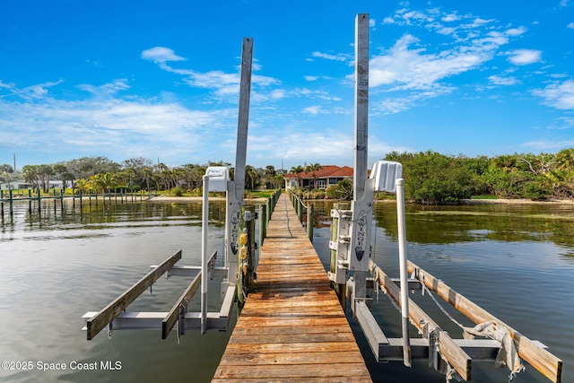 dock area featuring a water view