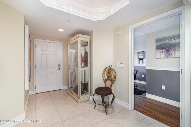 interior space featuring crown molding