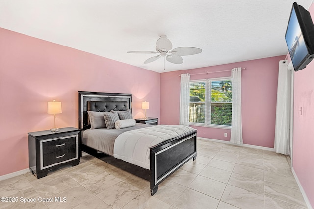 bedroom featuring ceiling fan