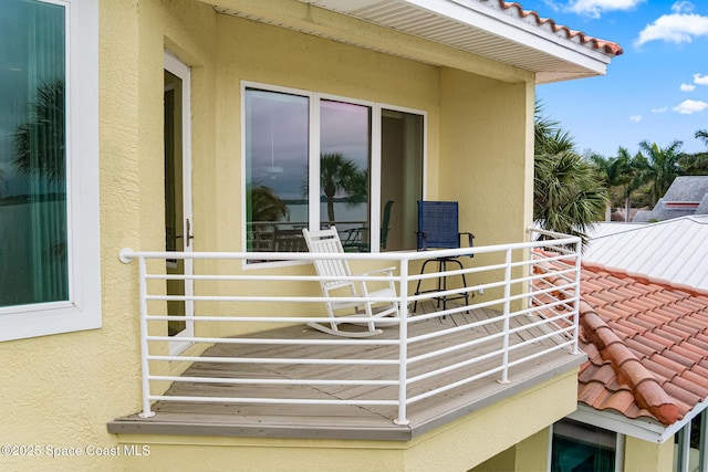 view of home's exterior featuring a balcony