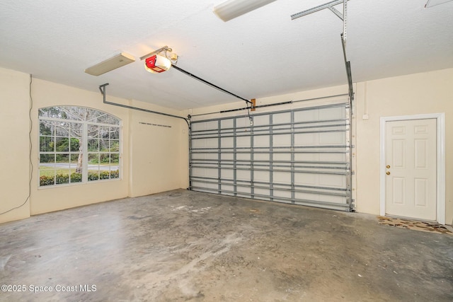 garage with a garage door opener