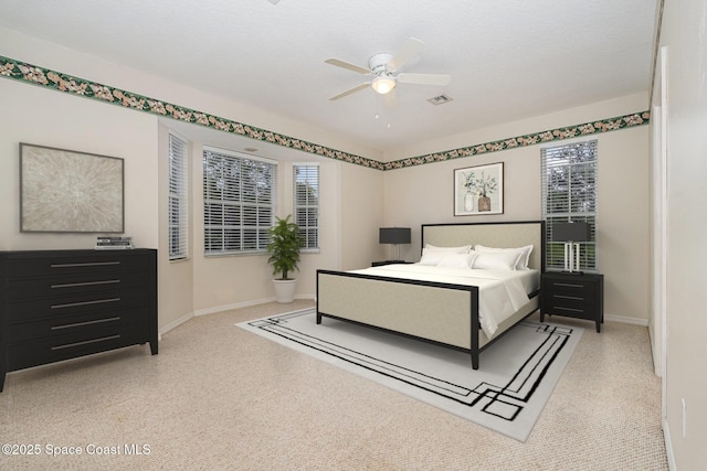 bedroom featuring ceiling fan