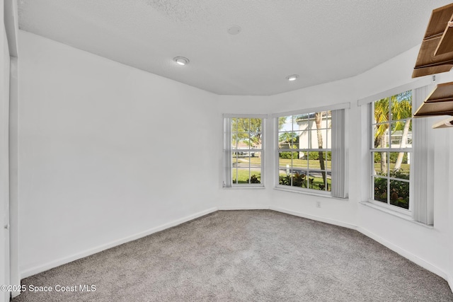 carpeted spare room featuring a textured ceiling