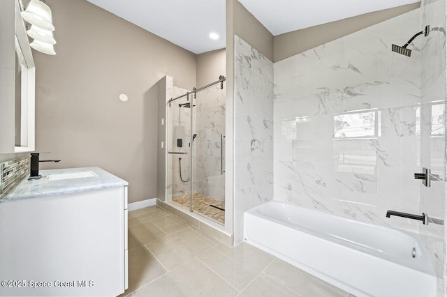 bathroom featuring vanity and tile patterned flooring