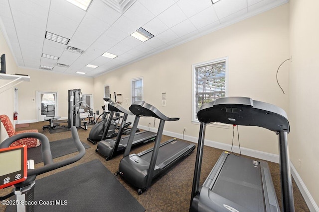 gym with a drop ceiling