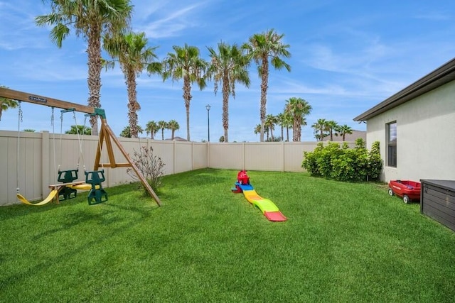 view of yard featuring a playground