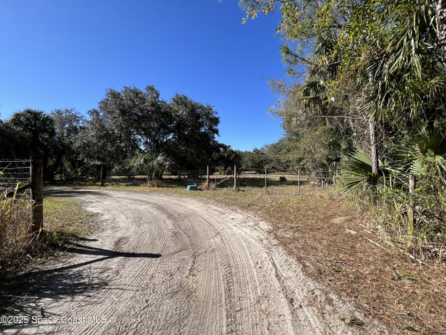 view of road with a rural view