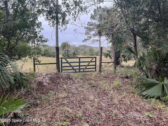 view of gate featuring a rural view
