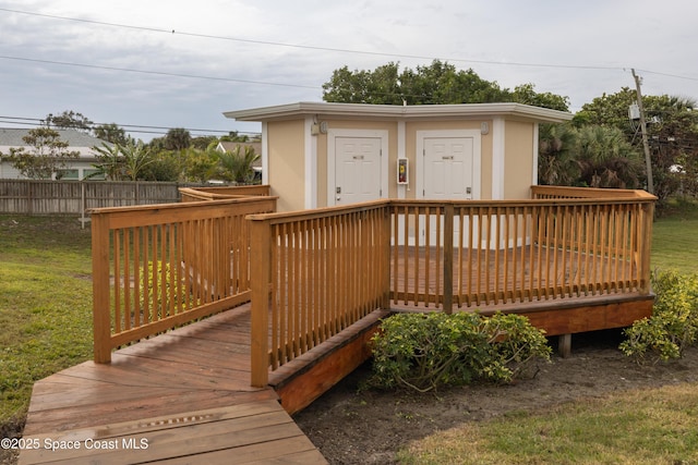 deck with a lawn