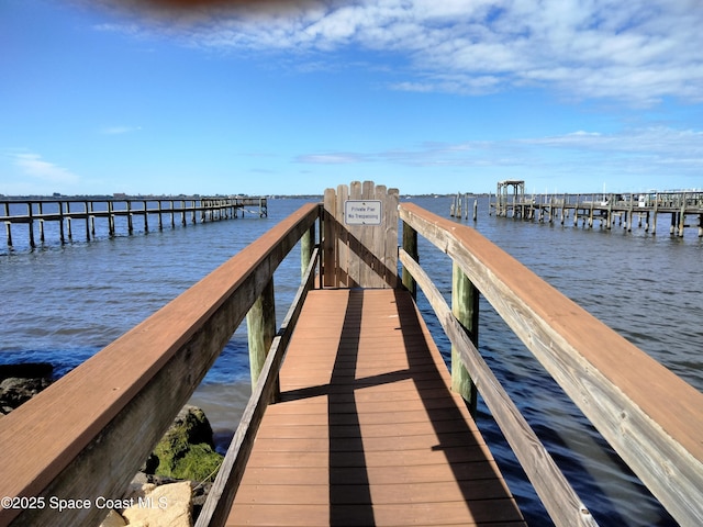 dock area featuring a water view