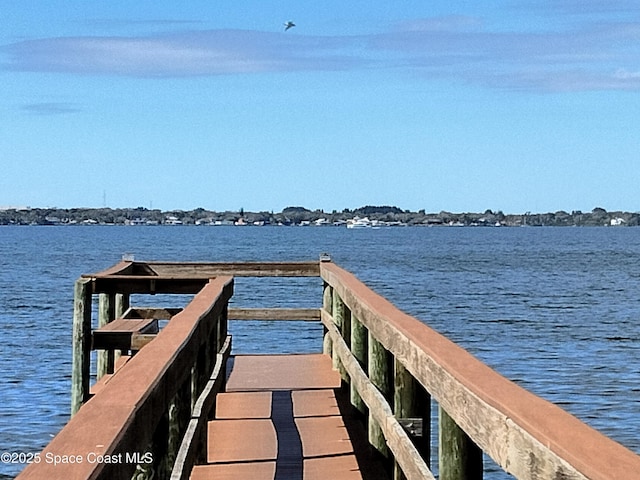 view of dock featuring a water view