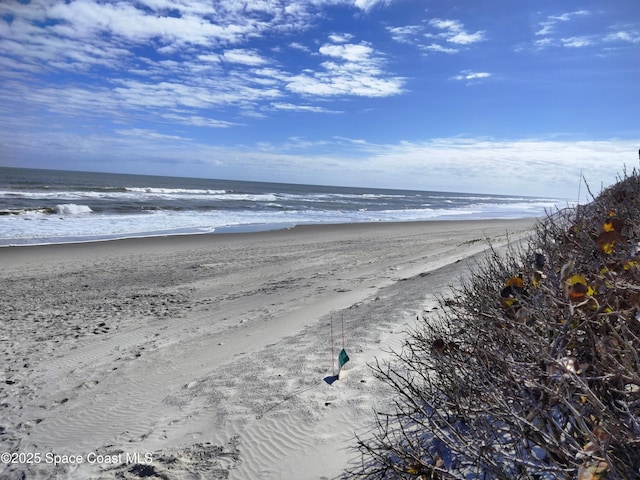 property view of water featuring a view of the beach