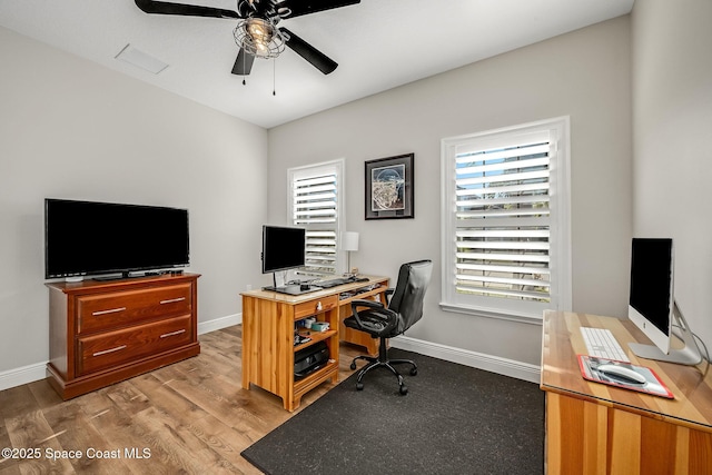 office area featuring light hardwood / wood-style floors