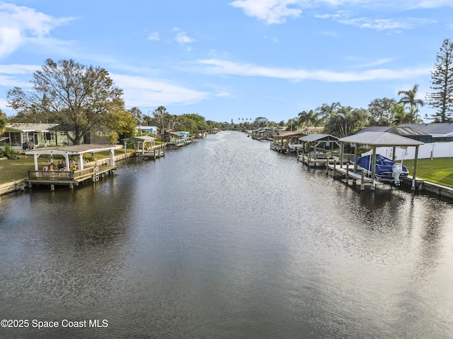 dock area featuring a water view