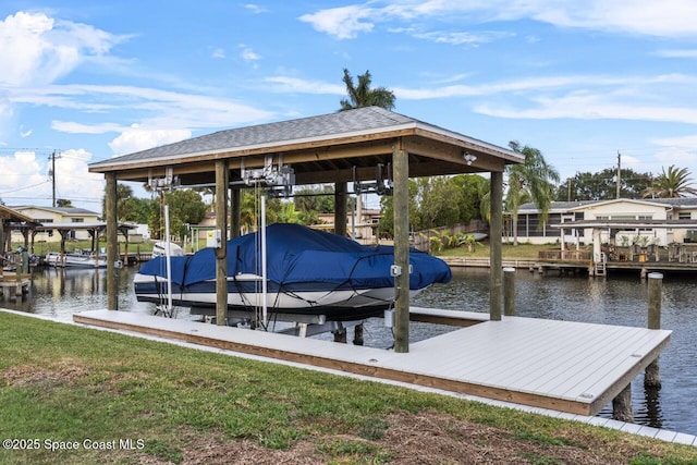 dock area featuring a water view