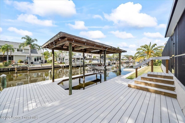 view of dock featuring a water view