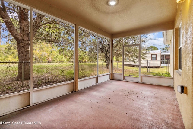 view of unfurnished sunroom