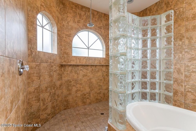 bathroom with independent shower and bath