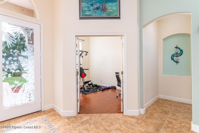 view of tiled foyer entrance