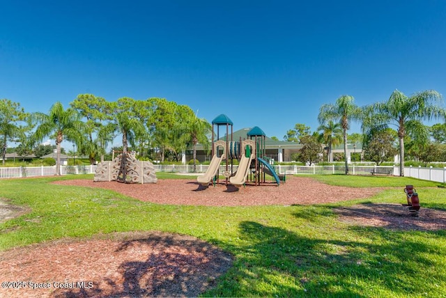 view of playground featuring a yard