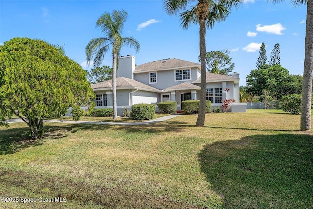 rear view of property featuring a yard