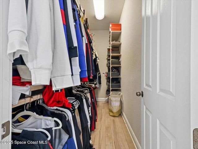 walk in closet featuring hardwood / wood-style floors