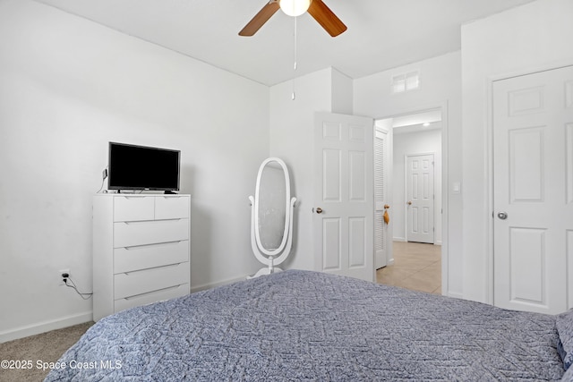 bedroom featuring ceiling fan