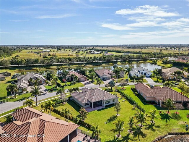 bird's eye view featuring a water view