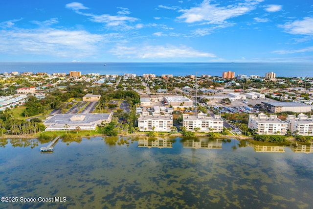 bird's eye view featuring a water view