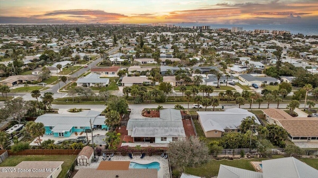 view of aerial view at dusk