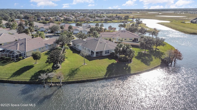 bird's eye view featuring a water view