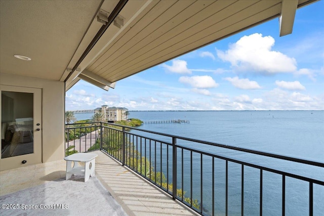 balcony with a water view