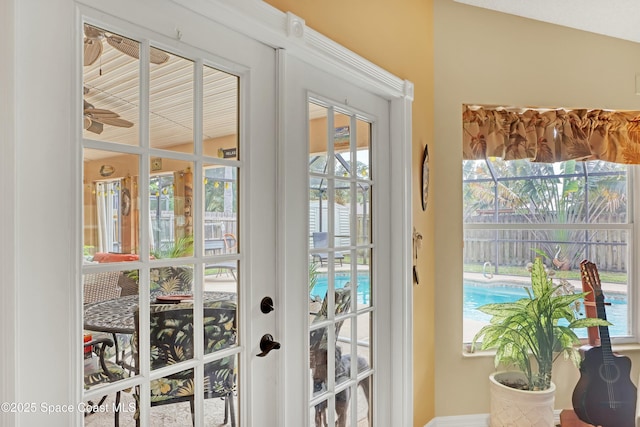 entryway featuring french doors