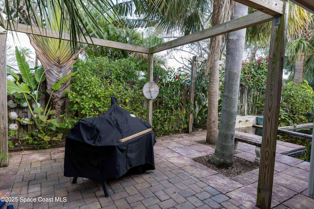 view of patio / terrace featuring a grill