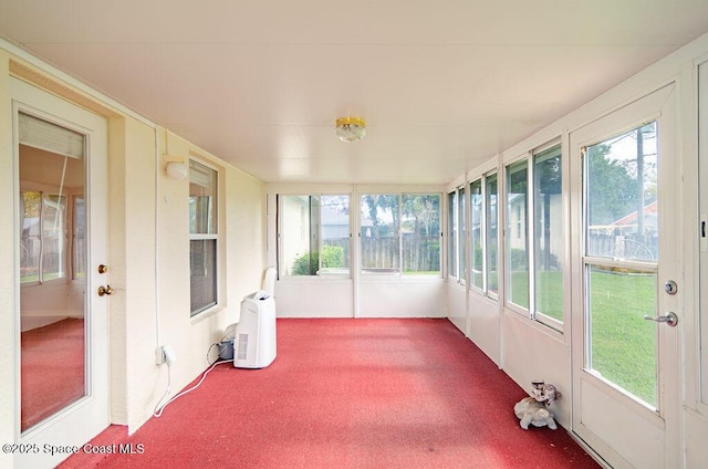 view of unfurnished sunroom