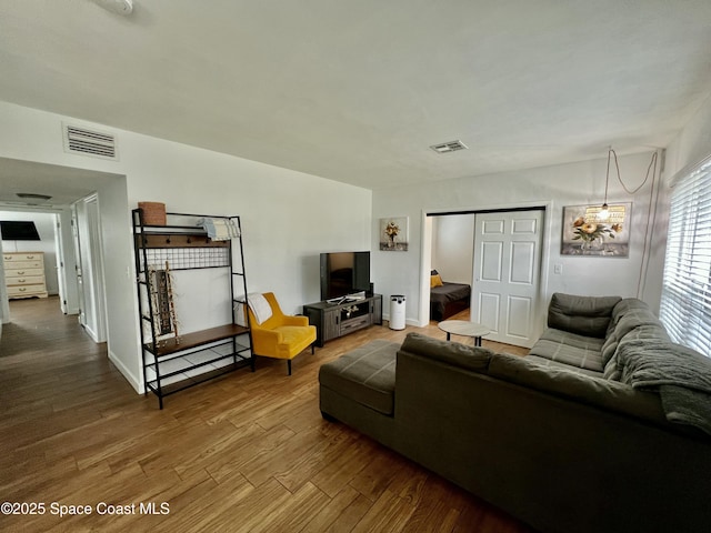 living room featuring hardwood / wood-style flooring